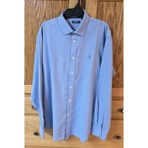 IZOD Men's Blue Gingham Dress Shirt Size Medium Casual Country Club New w/o Tags
